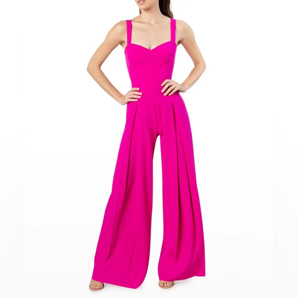Dress the Population Rai Sweetheart Neck Wide Leg Jumpsuit - Size XXS - Fushia